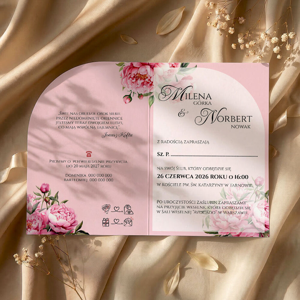 Zaproszenia ślubne łuk - Astrid