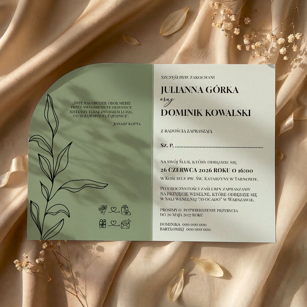 Zaproszenia ślubne łuk - Greta