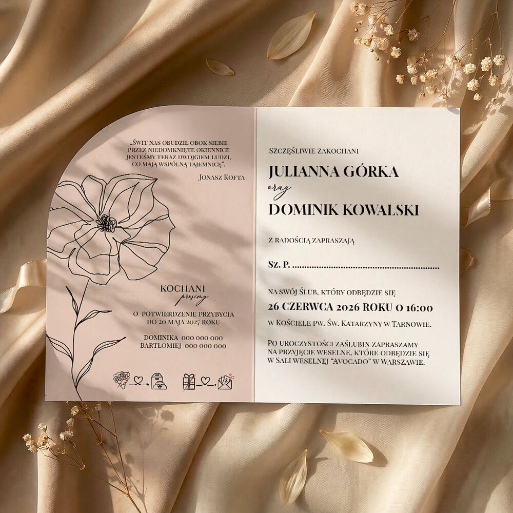 Zaproszenia ślubne łuk - Greta