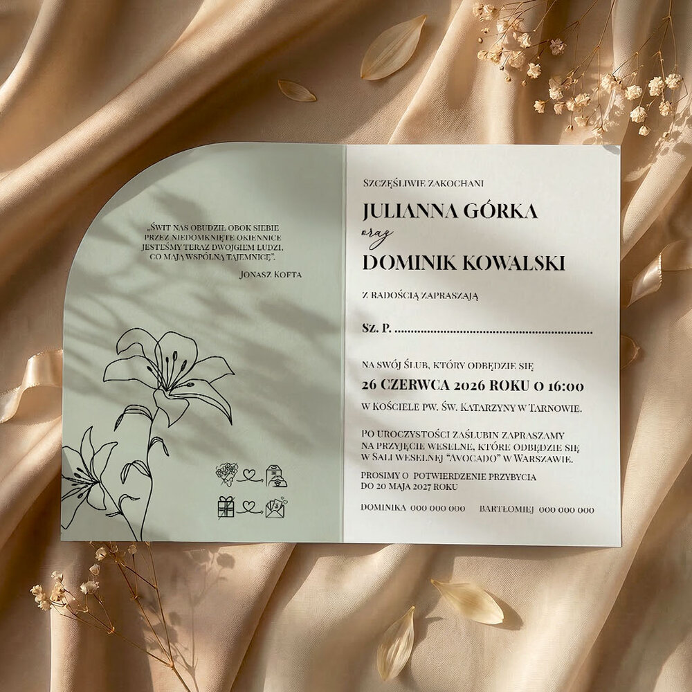 Zaproszenia ślubne łuk - Greta