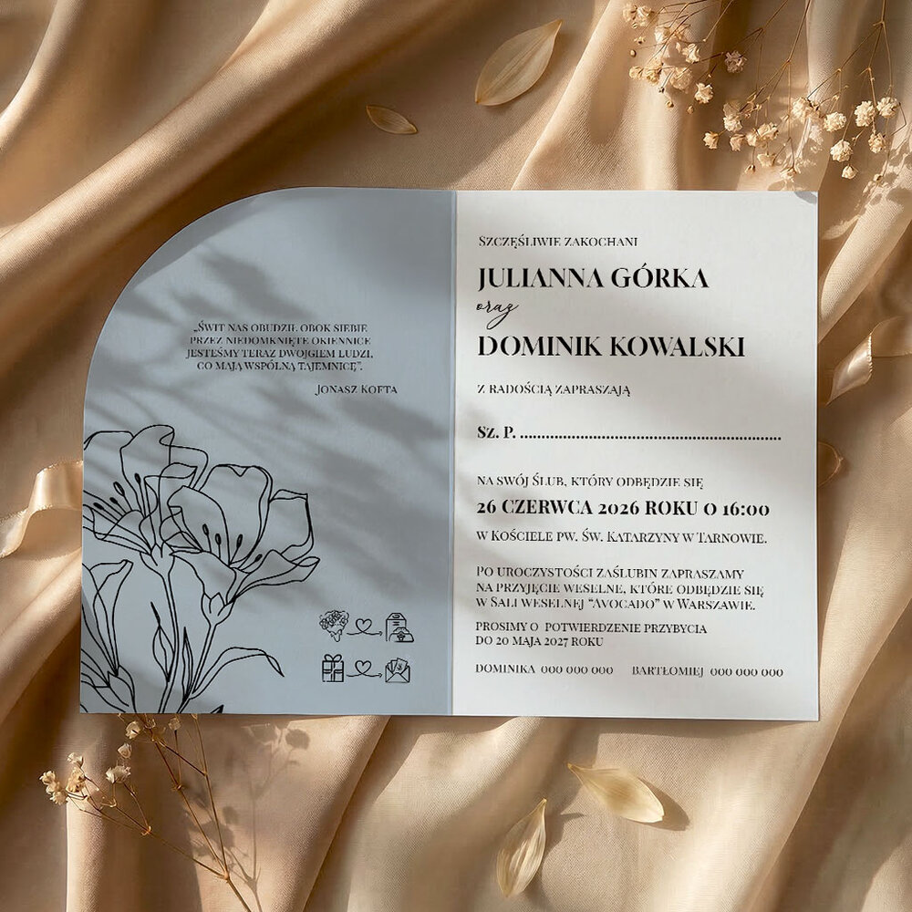 Zaproszenia ślubne łuk - Greta