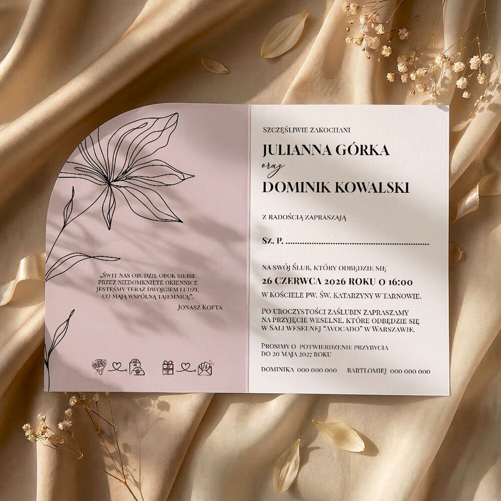 Zaproszenia ślubne łuk - Greta