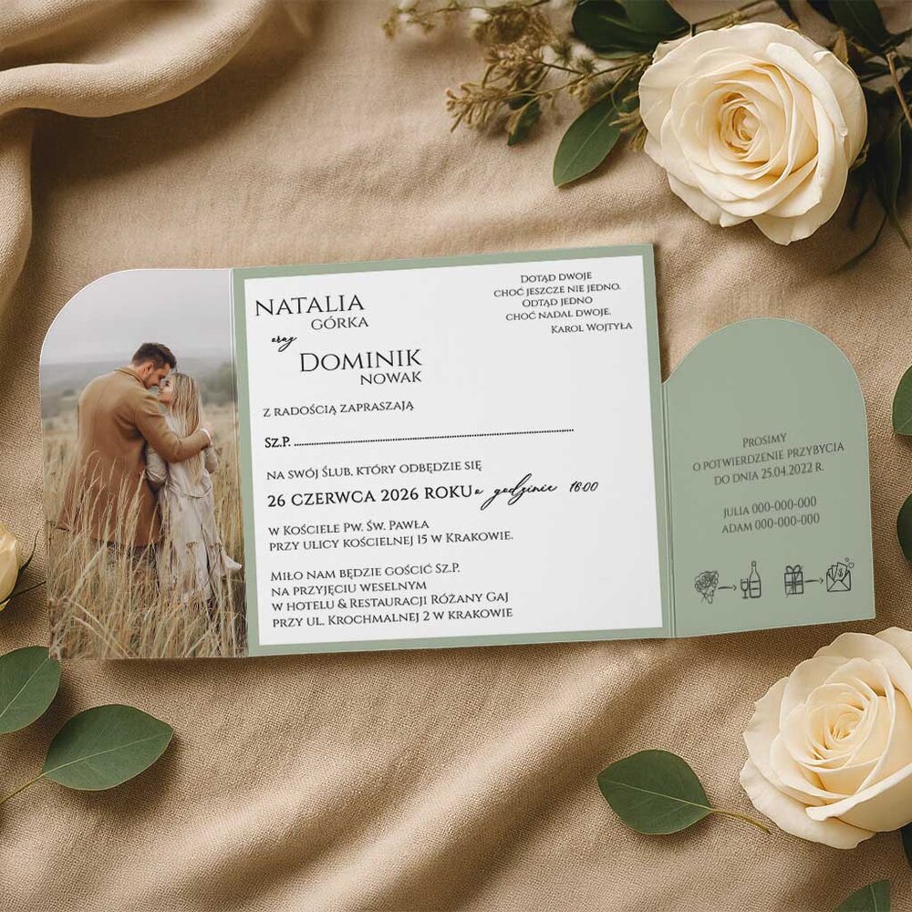 Zaproszenia Slubne - Penelopa ze zlotym serduszkiem