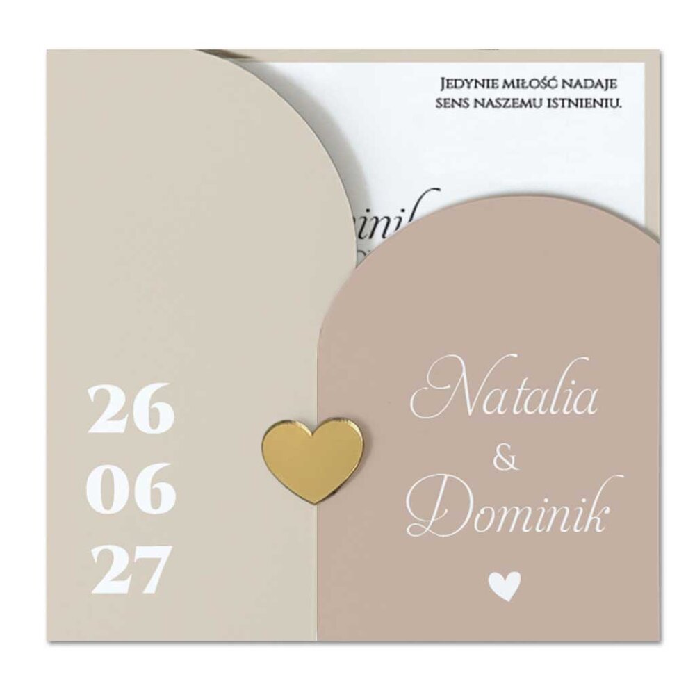 Zaproszenia Slubne - Penelopa ze zlotym serduszkiem