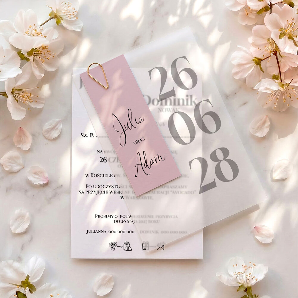 Zaproszenia ślubne z kalką - Artemis