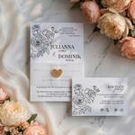 Zaproszenia ślubne z opaską z kalki - Elodie2