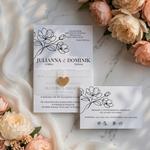 Zaproszenia ślubne z opaską z kalki - Elodie2