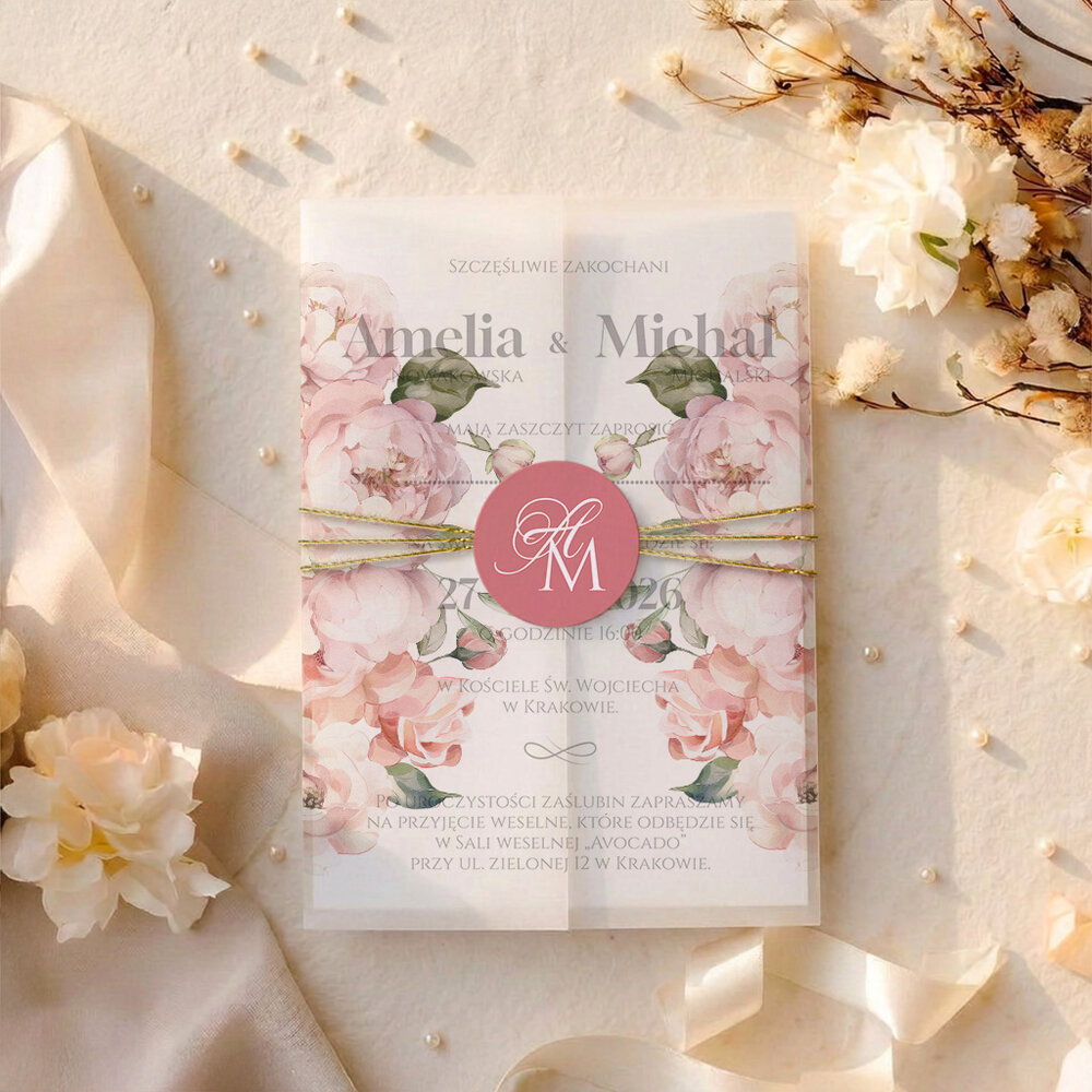 Zaproszenia Ślubne z kalką Amber