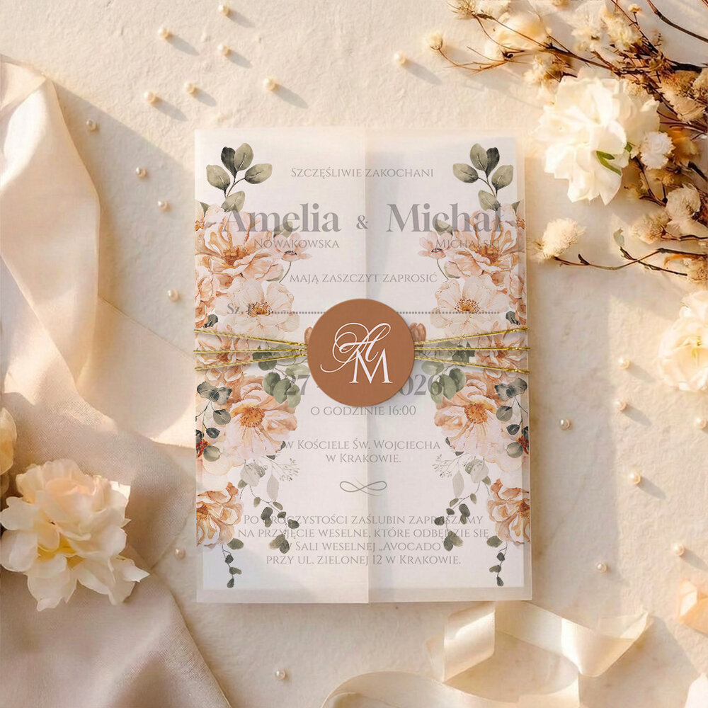Zaproszenia Ślubne z kalką Amber
