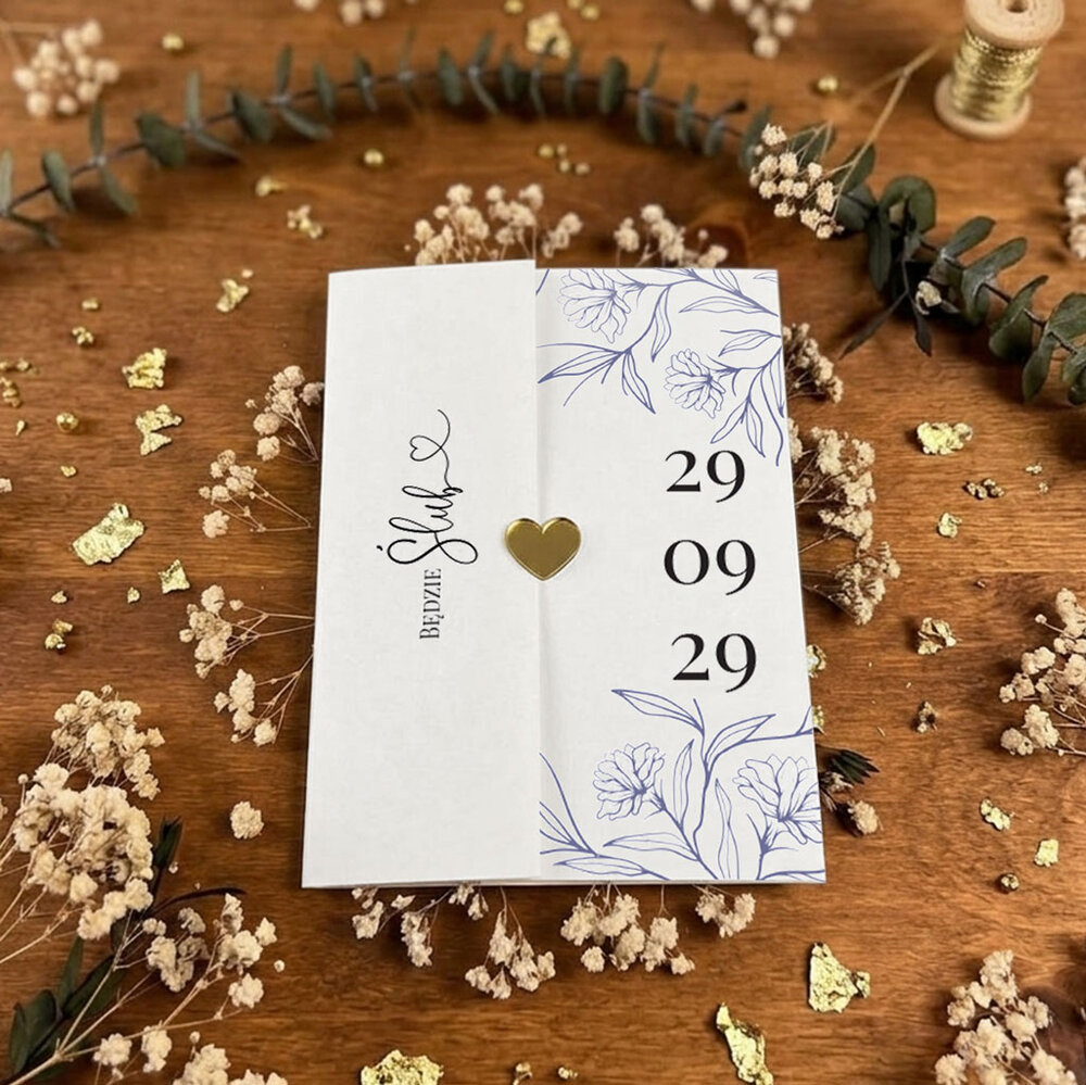 Zaproszenia ślubne ze złotym serduszkiem - Bella