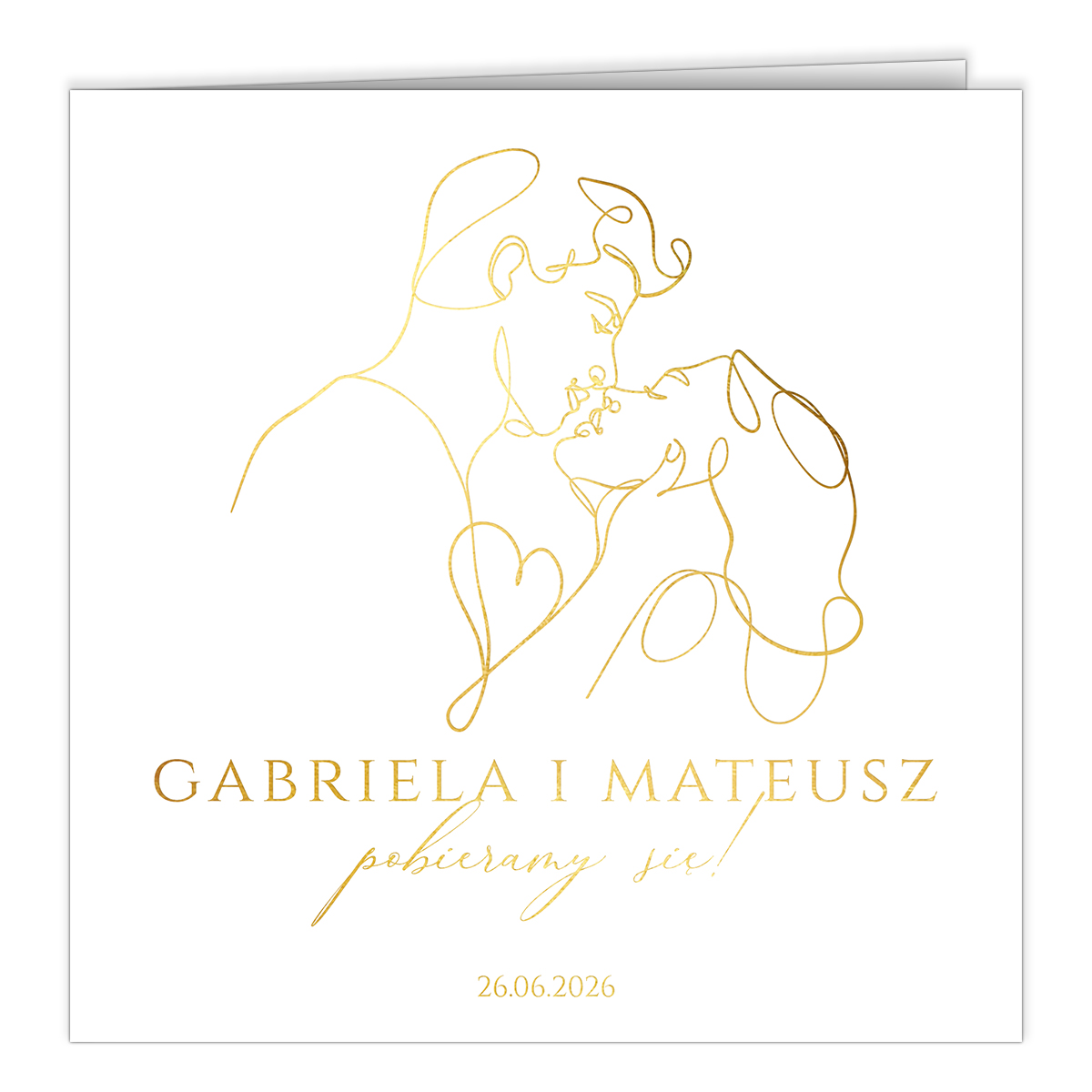 Złocone zaproszenia Ślubne Freja