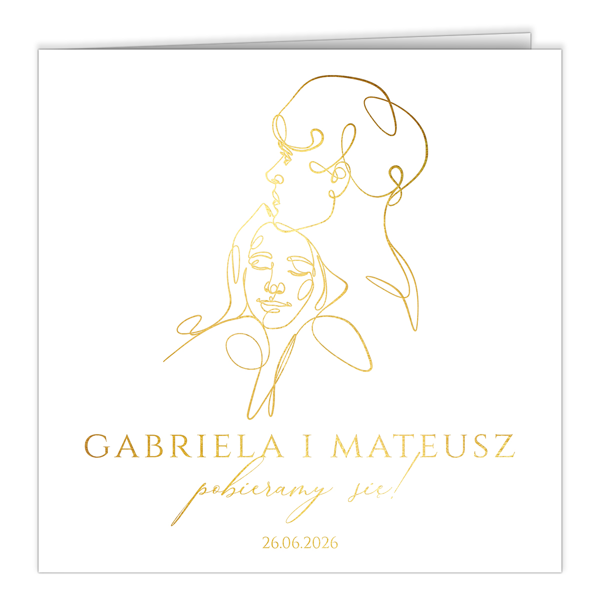 Złocone zaproszenia Ślubne Freja