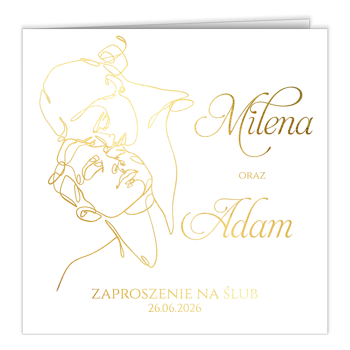 Złocone zaproszenia Ślubne Freja