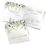 Złocone  zaproszenia ślubne Elza1