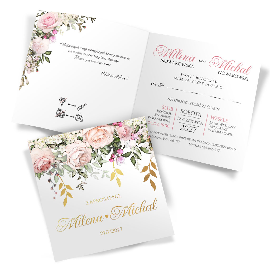 Złocone Zaproszenia Ślubne Elza7