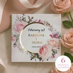 Złocone zaproszenia ślubne Peonia